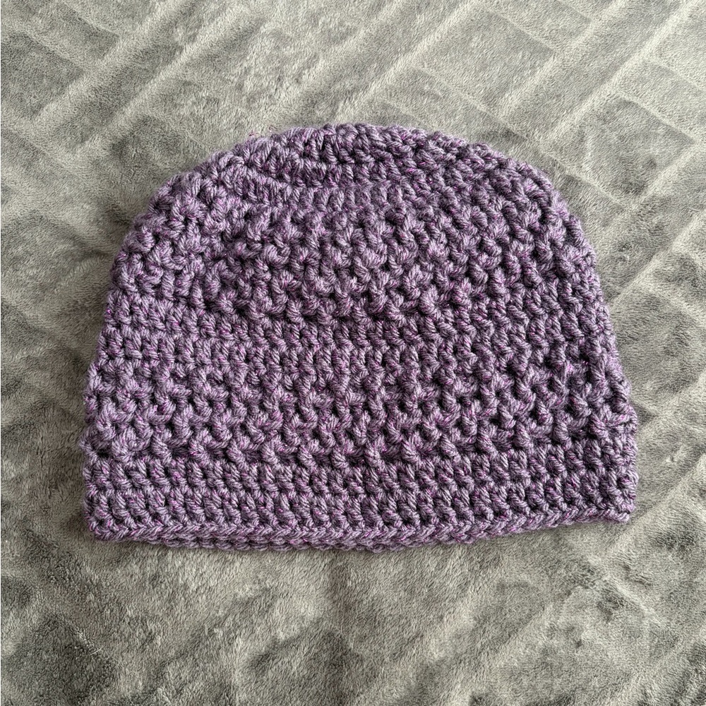 Handmade Crocheted Beanie - Cosmic Purple Sparkle